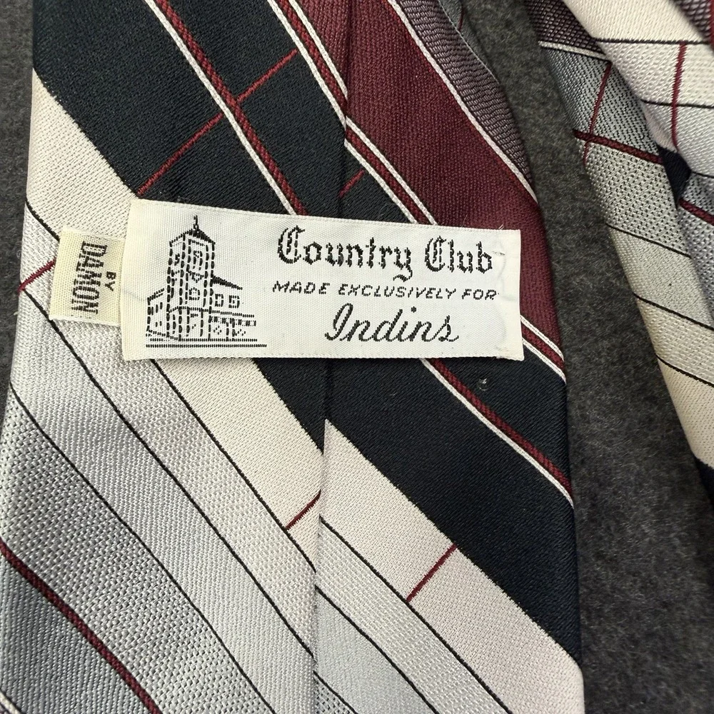 Vintage 70's Damon Country Club Plaid Striped Men's Tie Indins Exclusive